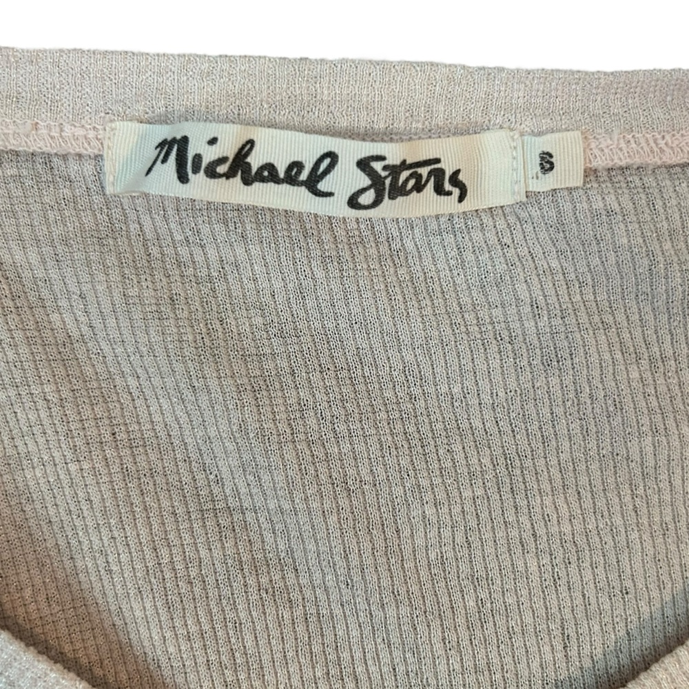 Michael Stars Pink Ribbed Shimmer Long Sleeve Top S - Picture 9 of 10